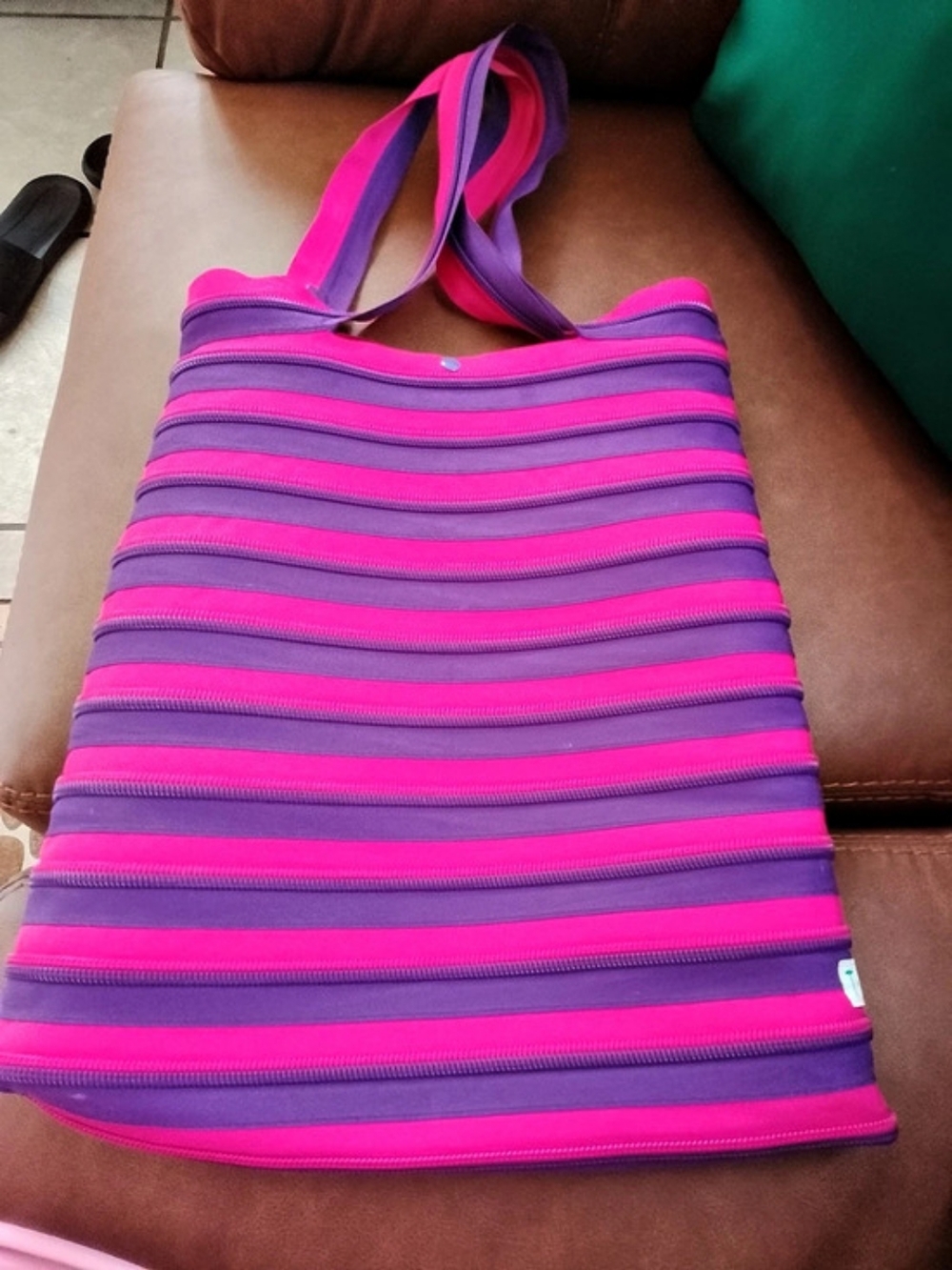 T-box Striped Tote in Pink & Purple